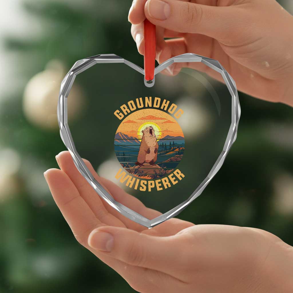 Funny Groundhog Whisperer Heart Crystal Glass Ornament Screaming Woodchuck Mountain Forest TS11 Print Your Wear