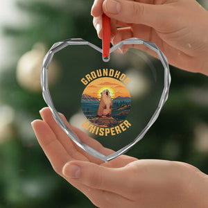 Funny Groundhog Whisperer Heart Crystal Glass Ornament Screaming Woodchuck Mountain Forest TS11 Print Your Wear