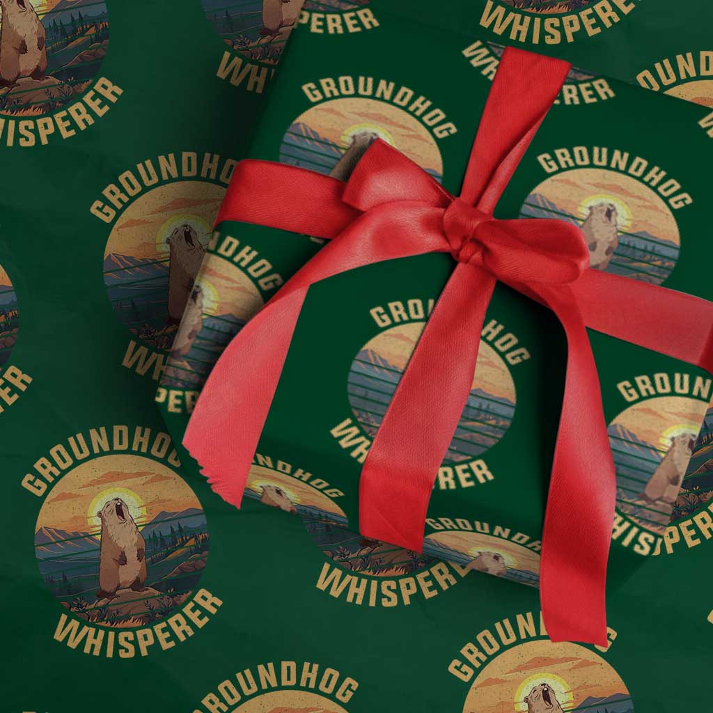 Funny Groundhog Whisperer Wrapping Paper Roll Screaming Woodchuck Mountain Forest TS11 Green Print Your Wear