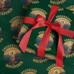 Funny Groundhog Whisperer Wrapping Paper Roll Screaming Woodchuck Mountain Forest TS11 Green Print Your Wear