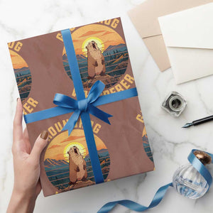 Funny Groundhog Whisperer Wrapping Paper Roll Screaming Woodchuck Mountain Forest TS11 Mocha Print Your Wear