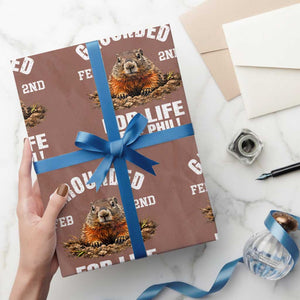 Funny Groundhog Wrapping Paper Roll Grounded For Life Ground Hog Day TS10 Mocha Print Your Wear