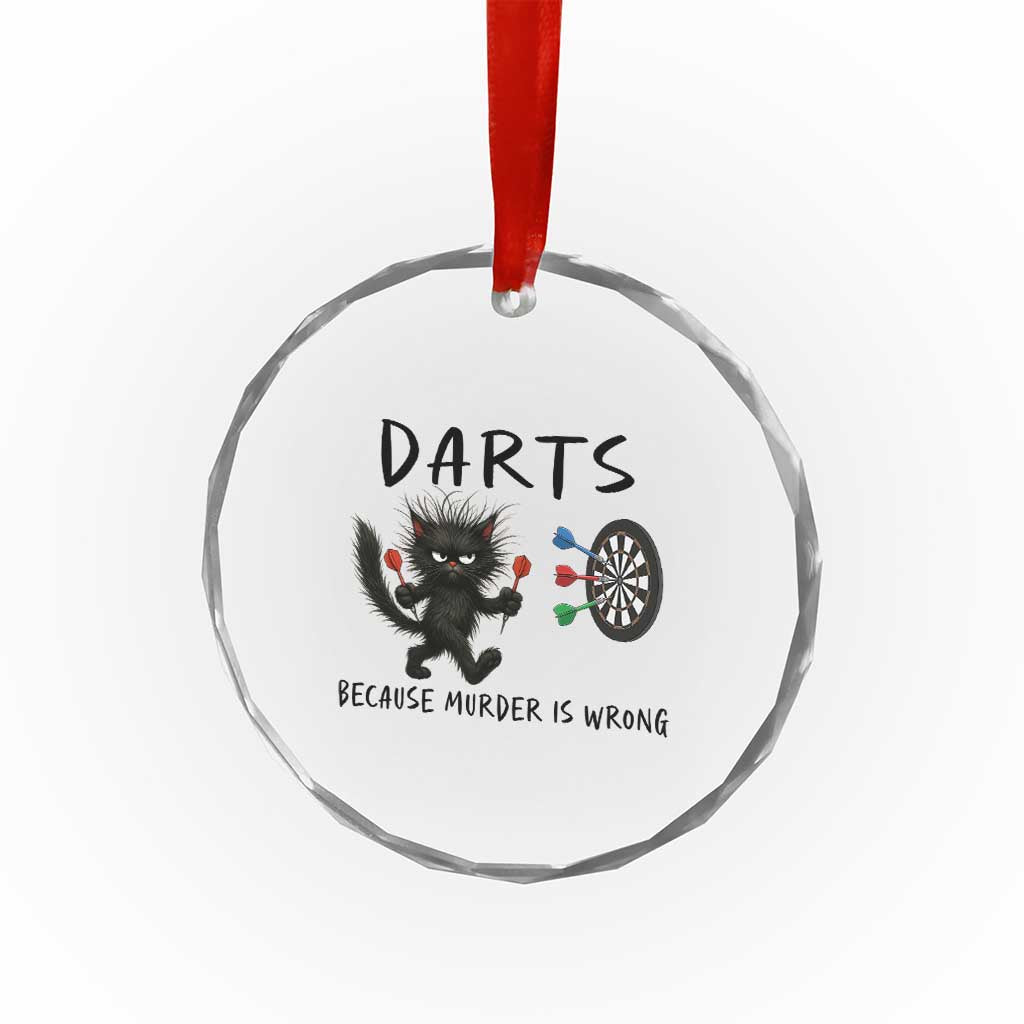 Funny Grumpy Cat Dart Player Crystal Glass Ornament Because Murder Is Wrong Pub Game Gift - Print Your Wear