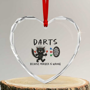 Funny Grumpy Cat Dart Player Heart Crystal Glass Ornament Because Murder Is Wrong Pub Game Gift - Print Your Wear