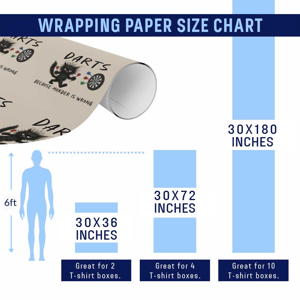Funny Grumpy Cat Dart Player Wrapping Paper Roll Because Murder Is Wrong Pub Game Gift - Print Your Wear