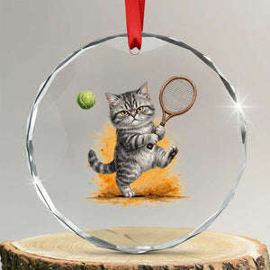 Funny Grumpy Cat Tennis Player Crystal Glass Ornament Gift For Tennis Fans TS12 Transparent Glass 3'' Circle Print Your Wear