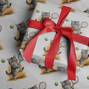 Funny Grumpy Cat Tennis Player Wrapping Paper Roll Gift For Tennis Fans TS12 White Print Your Wear