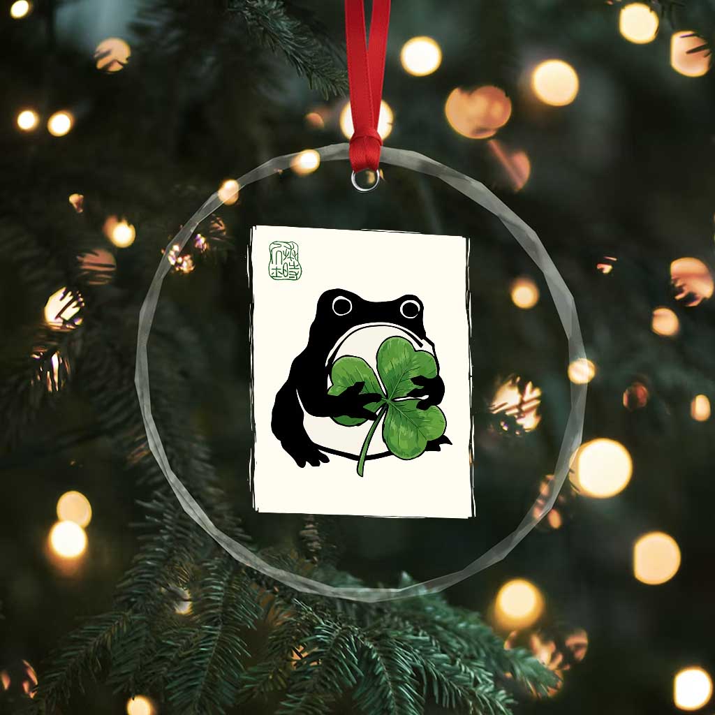 Funny Grumpy Frog Japanese St Patricks Day Crystal Glass Ornament TS11 Print Your Wear