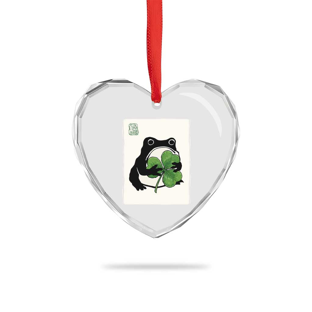 Funny Grumpy Frog Japanese St Patricks Day Heart Crystal Glass Ornament TS11 Print Your Wear