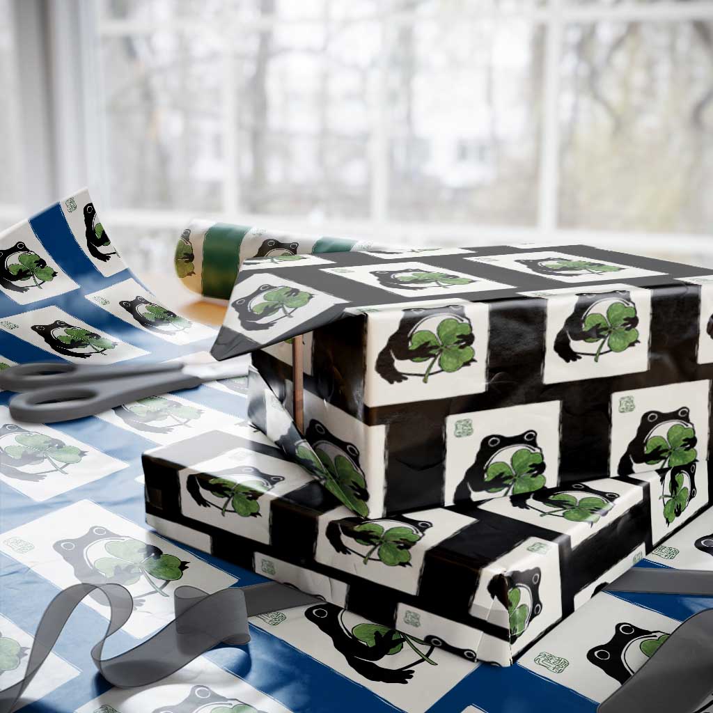 Funny Grumpy Frog Japanese St Patricks Day Wrapping Paper Roll TS11 Black Print Your Wear
