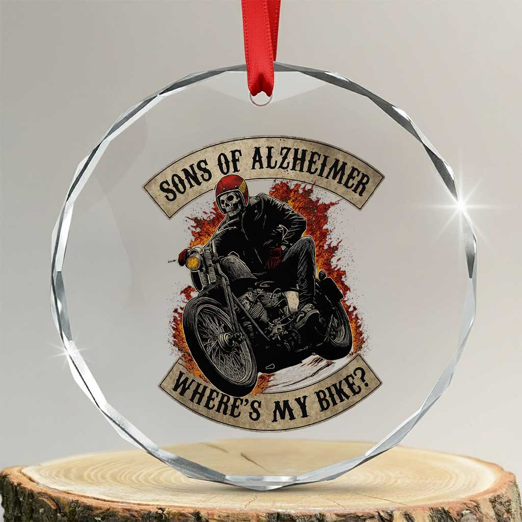 Funny Grumpy Old Biker Crystal Glass Ornament Sons Of Alzheimer Where Is My Bike TS11 Transparent Glass 3'' Circle Print Your Wear