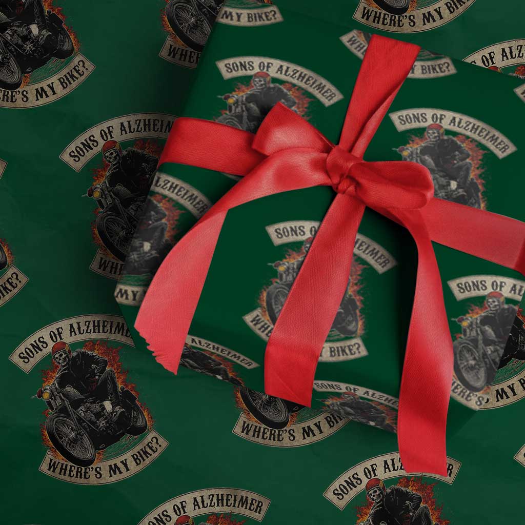 Funny Grumpy Old Biker Wrapping Paper Roll Sons Of Alzheimer Where Is My Bike TS11 Green Print Your Wear