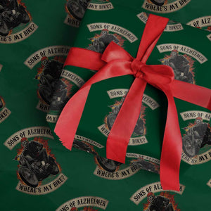 Funny Grumpy Old Biker Wrapping Paper Roll Sons Of Alzheimer Where Is My Bike TS11 Green Print Your Wear