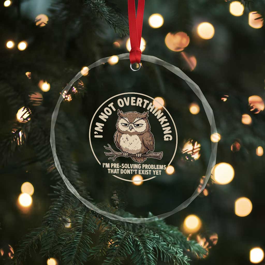 Funny Grumpy Owl Overthinker Crystal Glass Ornament Im Not Overthinking Im Pre Solving Problems Introvert Anxiety Humor