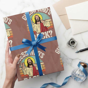 Funny Guess Who Is Back Jesus Easter Christian Wrapping Paper Roll TS11 Mocha Print Your Wear