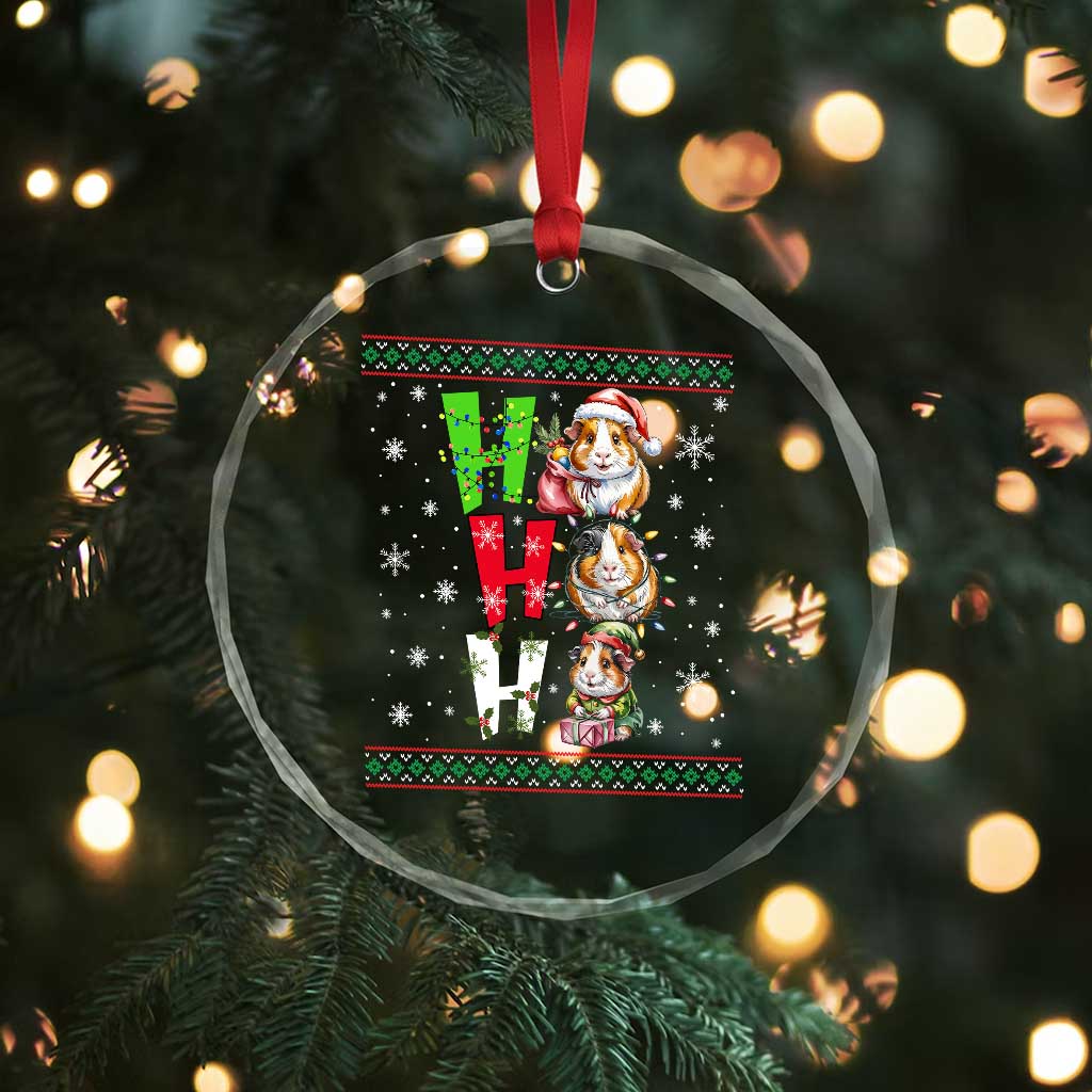 Funny Guinea Pig Ho Ho Ho Ugly Christmas Sweater Crystal Glass Ornament Cute Pet Lover TS12 Print Your Wear