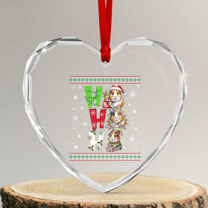 Funny Guinea Pig Ho Ho Ho Ugly Christmas Sweater Heart Crystal Glass Ornament Cute Pet Lover TS12 Transparent Glass 3'' Heart Print Your Wear