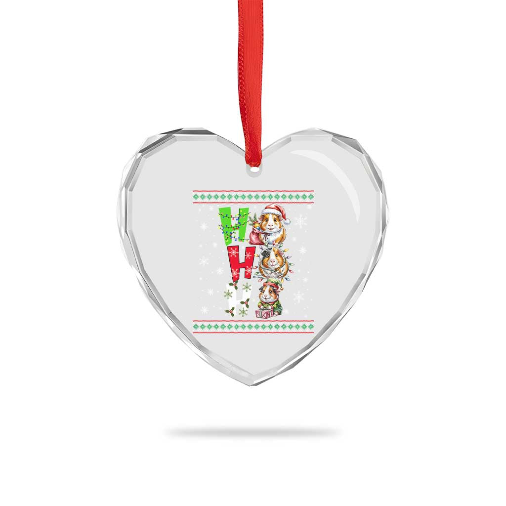 Funny Guinea Pig Ho Ho Ho Ugly Christmas Sweater Heart Crystal Glass Ornament Cute Pet Lover TS12 Print Your Wear