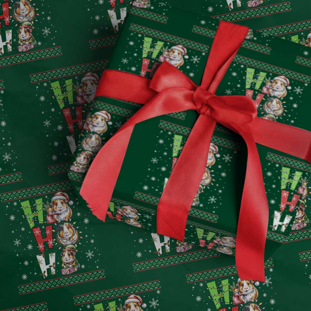 Funny Guinea Pig Ho Ho Ho Ugly Christmas Sweater Wrapping Paper Roll Cute Pet Lover TS12 Green Print Your Wear