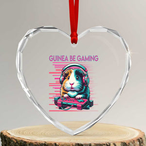 Funny Guinea Pig Video Game Player Gift Heart Crystal Glass Ornament Guinea Be Gaming TS12 Transparent Glass 3'' Heart Print Your Wear