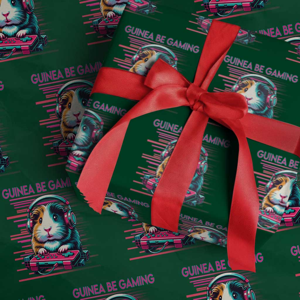 Funny Guinea Pig Video Game Player Gift Wrapping Paper Roll Guinea Be Gaming TS12 Green Print Your Wear