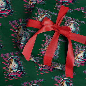 Funny Guinea Pig Video Game Player Gift Wrapping Paper Roll Guinea Be Gaming TS12 Green Print Your Wear