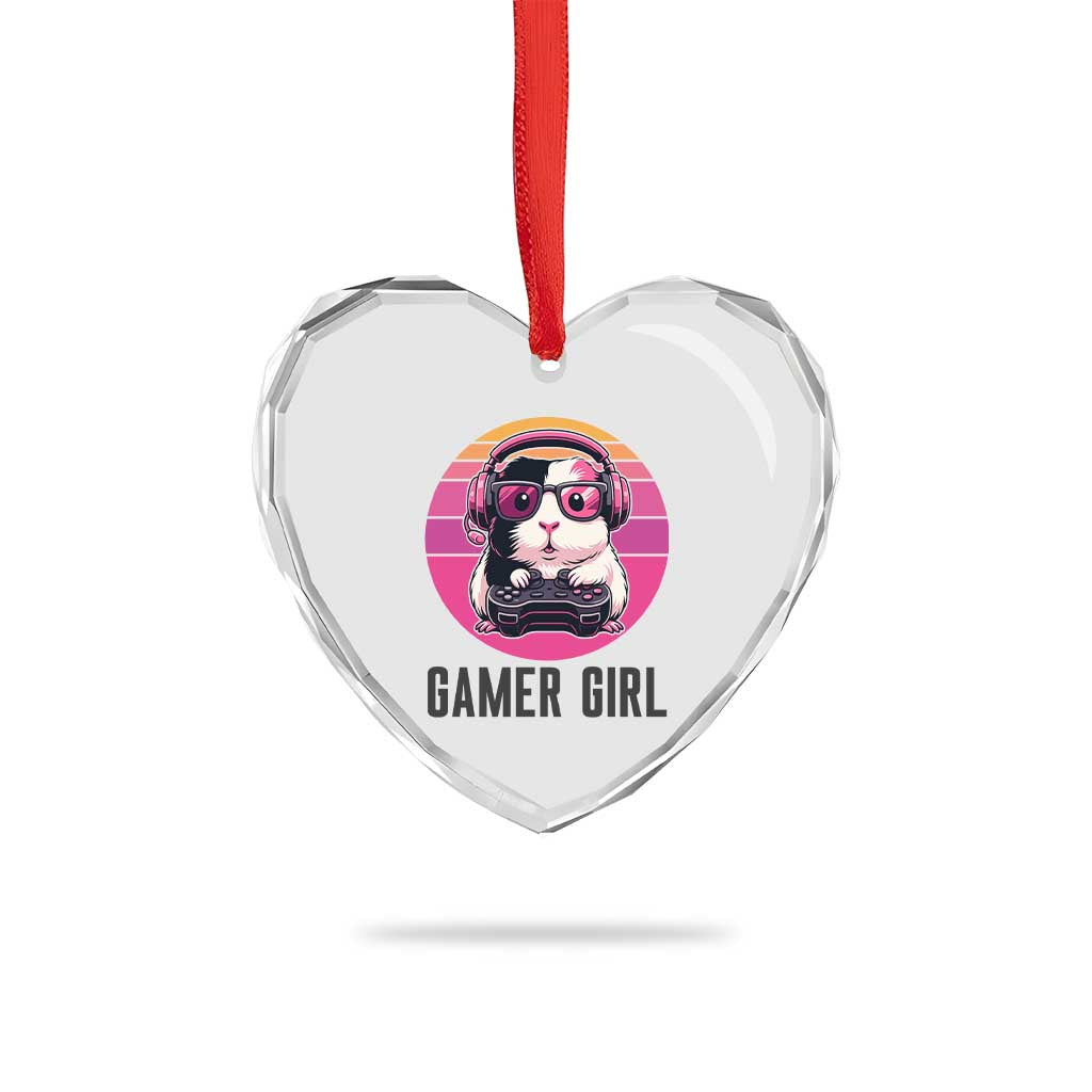 Funny Guinea Pig Video Game Rodent Lover Heart Crystal Glass Ornament Gamers Girl Sunset Retro Gift TS12 Print Your Wear