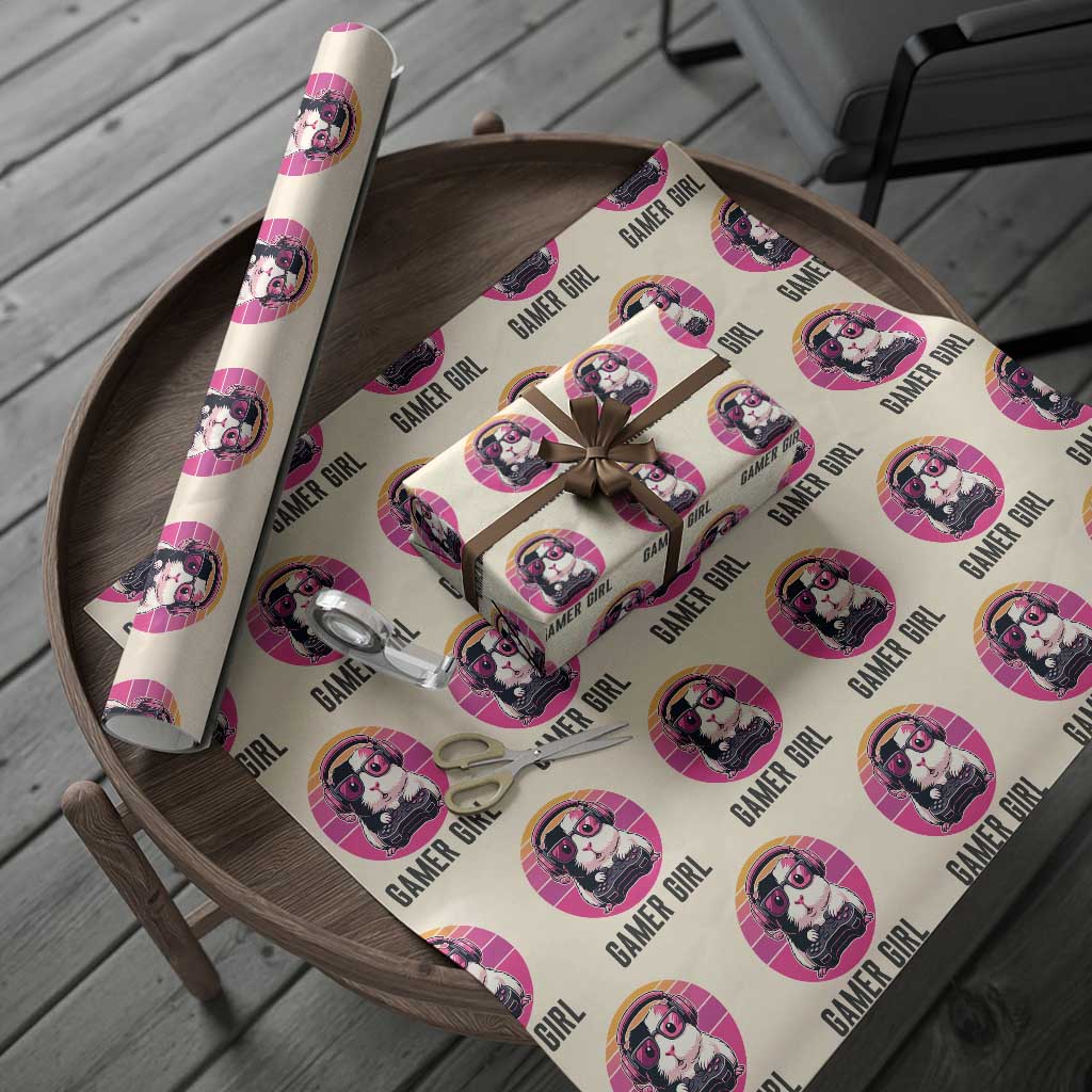 Funny Guinea Pig Video Game Rodent Lover Wrapping Paper Roll Gamers Girl Sunset Retro Gift TS12 Beige Print Your Wear