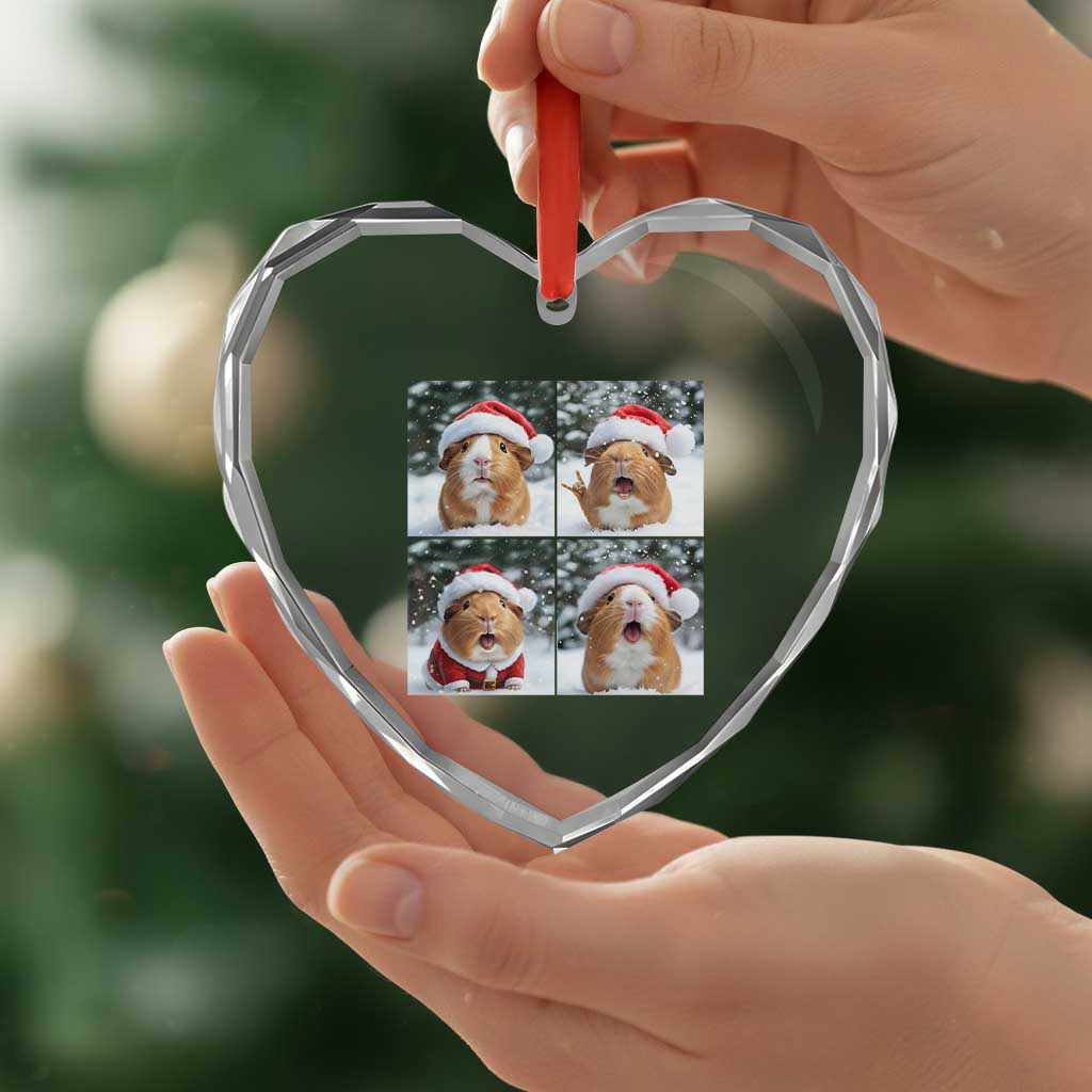 Funny Guinea Pig With Santa Hat Photobooth Heart Crystal Glass Ornament Christmas Gift TS12 Print Your Wear