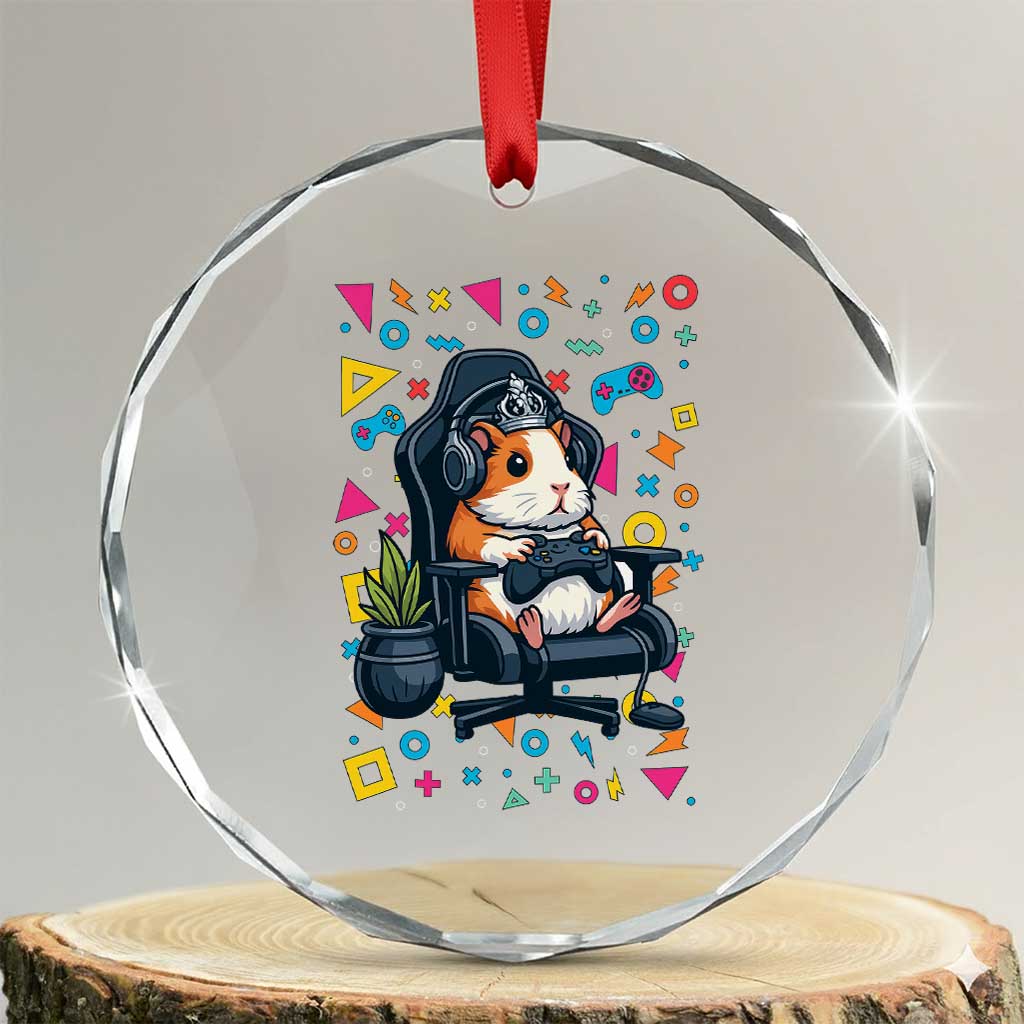 Funny Guinea Pigs And Gaming Lover Gift For Kid Crystal Glass Ornament TS12 Transparent Glass 3'' Circle Print Your Wear