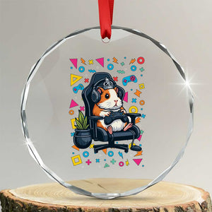 Funny Guinea Pigs And Gaming Lover Gift For Kid Crystal Glass Ornament TS12 Transparent Glass 3'' Circle Print Your Wear