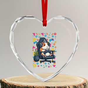Funny Guinea Pigs And Gaming Lover Gift For Kid Heart Crystal Glass Ornament TS12 Transparent Glass 3'' Heart Print Your Wear