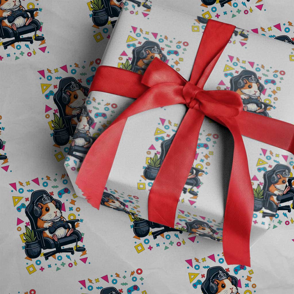 Funny Guinea Pigs And Gaming Lover Gift For Kid Wrapping Paper Roll TS12 White Print Your Wear