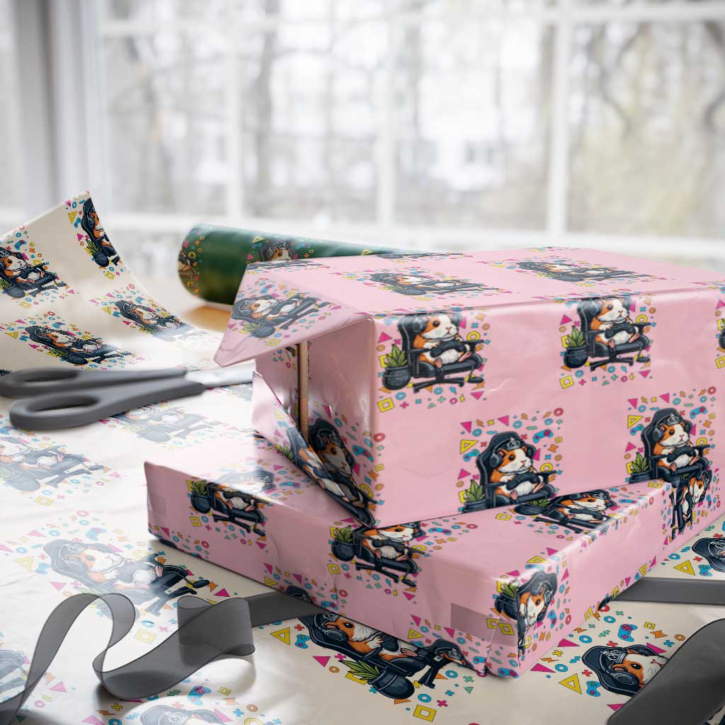 Funny Guinea Pigs And Gaming Lover Gift For Kid Wrapping Paper Roll TS12 Light Pink Print Your Wear