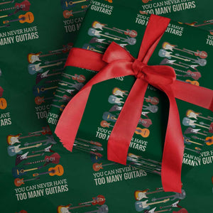 Funny Guitarist Wrapping Paper Roll You Can Never Have Too Many Guitars Vintage Guitar Lineup TS10 Green Print Your Wear