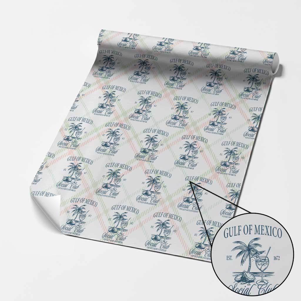 Funny Gulf Of Mexico Social Club Stay Salty Always And Forever Wrapping Paper Roll Coconut Tree Cocktail - Print Your Wear