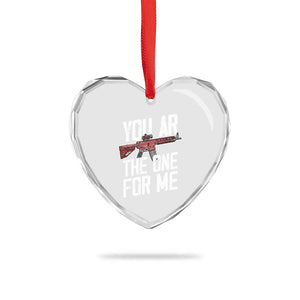 Funny Gun Lover Valentine Pun Heart Crystal Glass Ornament You AR the One for Me Tactical Romance TS02 Print Your Wear