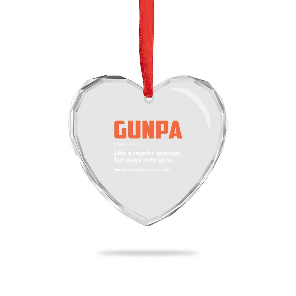 Funny Gunpa Heart Crystal Glass Ornament Gun Lover Grandpa Pro Gun Enthusiast TS10 Print Your Wear