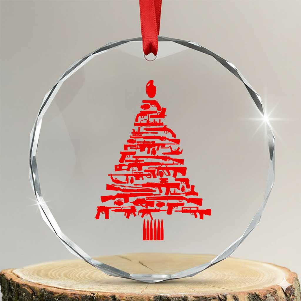 Funny Guns Christmas Crystal Glass Ornament 2nd Amendment Xmas Tree Gun Lovers TS10 Transparent Glass 3'' Circle Print Your Wear