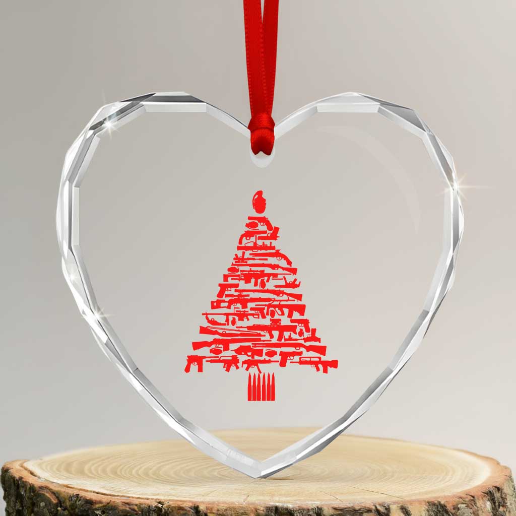 Funny Guns Christmas Heart Crystal Glass Ornament 2nd Amendment Xmas Tree Gun Lovers TS10 Transparent Glass 3'' Heart Print Your Wear