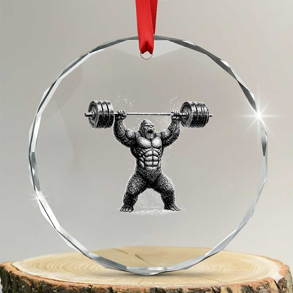 Funny Gym Bigfoot Crystal Glass Ornament Weightlifting Workout TS10 Transparent Glass 3'' Circle Print Your Wear