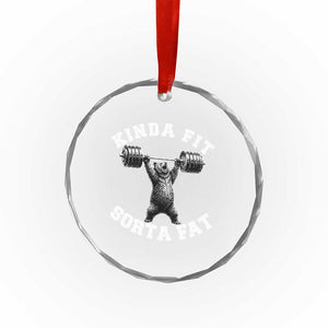 Funny Gym Crystal Glass Ornament Kinda Fit Sorta Fat Bear Weightlifting Workout TS10 Print Your Wear