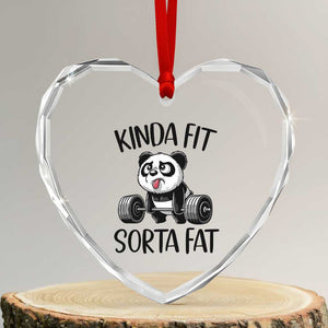 Funny Gym Panda Lover Heart Crystal Glass Ornament Kinda Fit Sorta Fat TS12 Transparent Glass 3'' Heart Print Your Wear