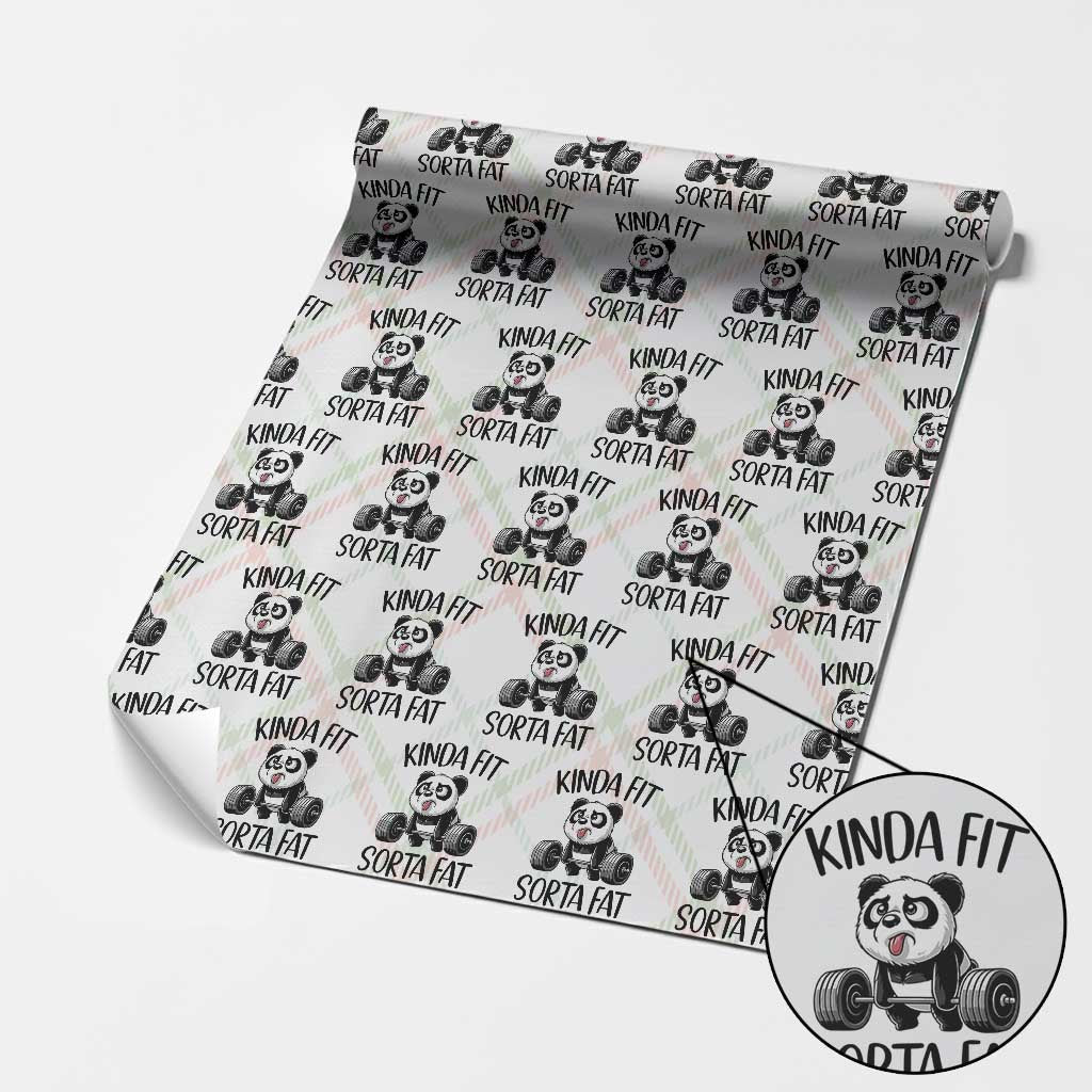 Funny Gym Panda Lover Wrapping Paper Roll Kinda Fit Sorta Fat TS12 Christmas Plaid Print Your Wear