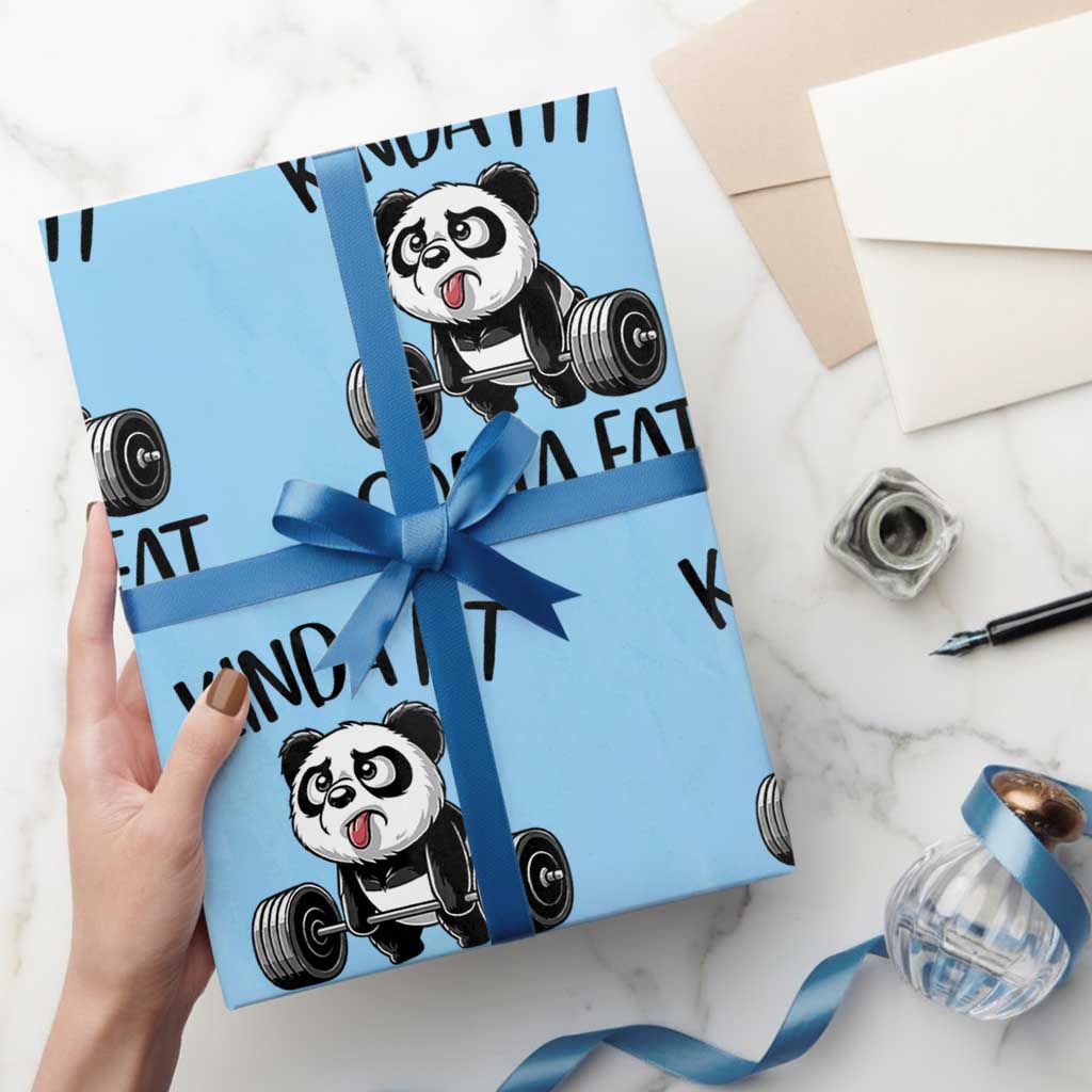 Funny Gym Panda Lover Wrapping Paper Roll Kinda Fit Sorta Fat TS12 Light Blue Print Your Wear