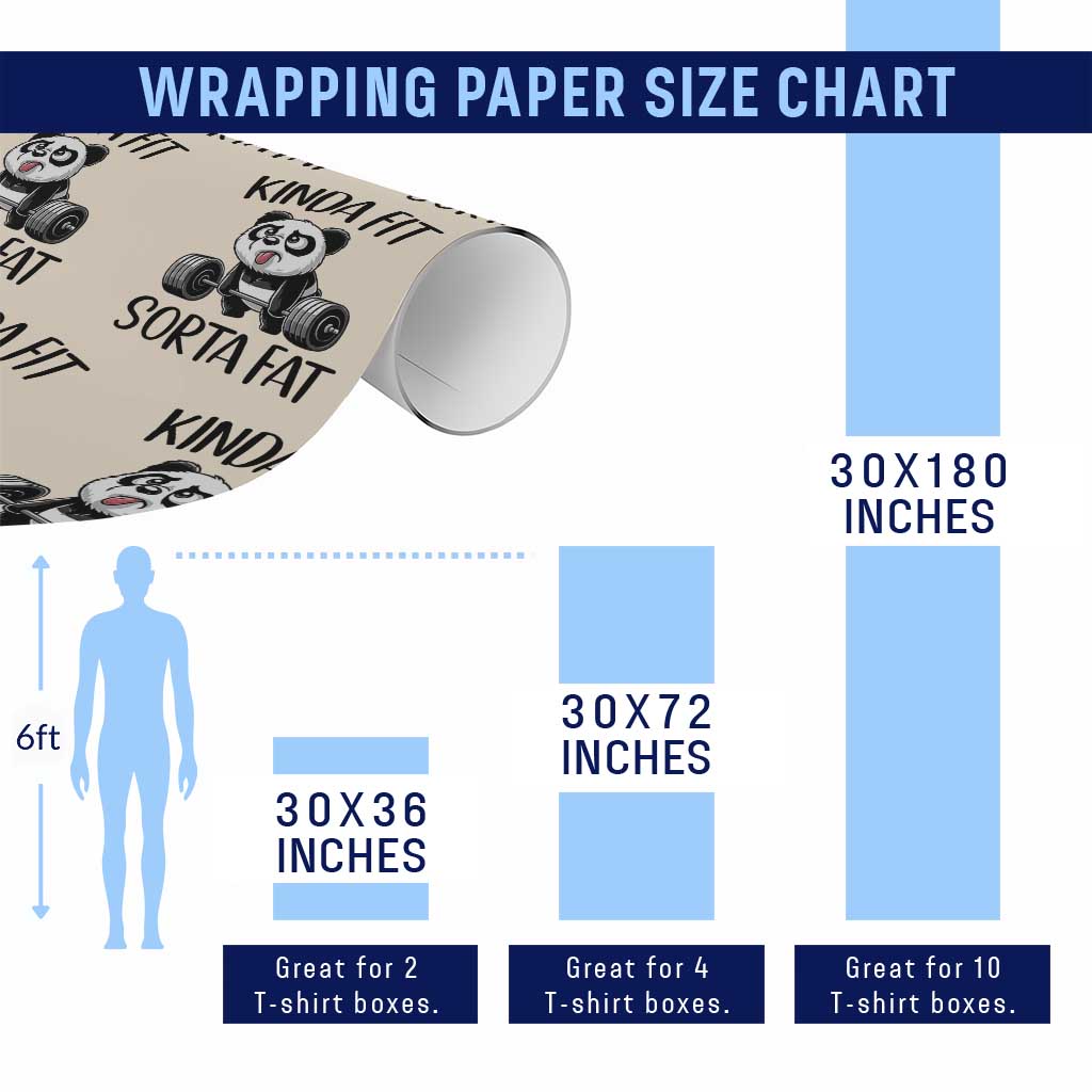 Funny Gym Panda Lover Wrapping Paper Roll Kinda Fit Sorta Fat TS12 Print Your Wear