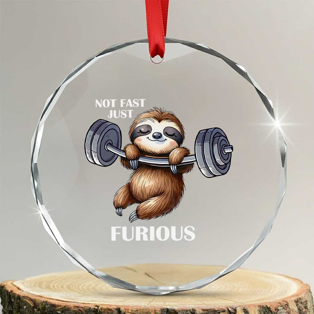 Funny Gym Sloth Crystal Glass Ornament Not Fast Just Furious TS12 Transparent Glass 3'' Circle Print Your Wear