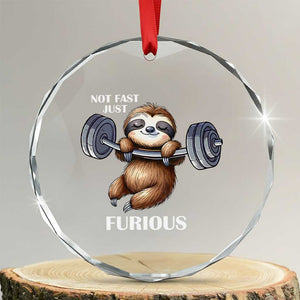 Funny Gym Sloth Crystal Glass Ornament Not Fast Just Furious TS12 Transparent Glass 3'' Circle Print Your Wear