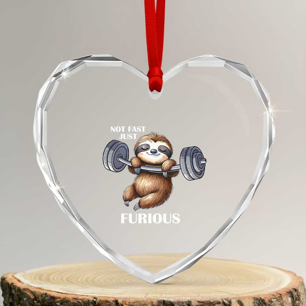 Funny Gym Sloth Heart Crystal Glass Ornament Not Fast Just Furious TS12 Transparent Glass 3'' Heart Print Your Wear
