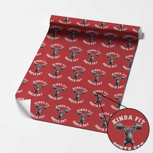 Funny Gym Wrapping Paper Roll Kinda Fit Sorta Fat Bear Weightlifting Workout TS10 Red Print Your Wear